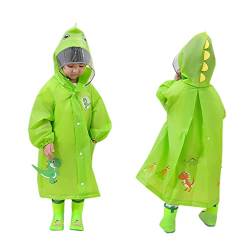 Volunboy Regen Poncho Kinder, Unisex Wasserdicht Regenmantel Jungen Atmungsaktiv Regenjacke Mädchen Regencape Regenbekleidung mit Kapuze(7-9 Jahre,Grün,Größe XXL) von Volunboy