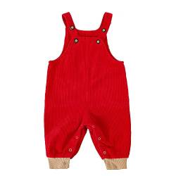 Volunboy Unisex Baby Dinosaurier Latzhose, Kordsamt Verstellbare Ärmellose Strampler Overall(12-18 Monate,Rot,Größe 85) von Volunboy