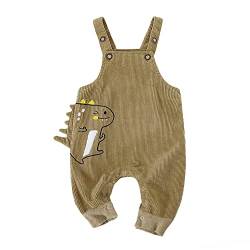 Volunboy Unisex Baby Dinosaurier Latzhose, Kordsamt Verstellbare Ärmellose Strampler Overall(3-4 Jahre,Braun,Größe 100) von Volunboy