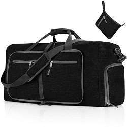 Vomgomfom 115L Reisetasche mit Schuhfach, Große Falttasche für Camping, Reisen, Fitness, Schwarz von Vomgomfom