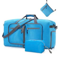 Vomgomfom 65L Faltbare Reisetasche, Große Sporttasche mit extra Kulturbeutel, Unisex, Blau von Vomgomfom