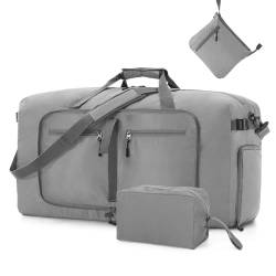 Vomgomfom 65L Faltbare Reisetasche, Große Sporttasche mit extra Kulturbeutel, Unisex, Grau von Vomgomfom