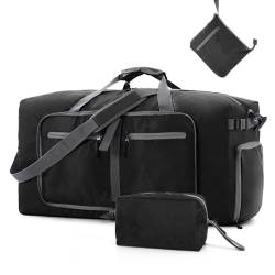 Vomgomfom 65L Faltbare Reisetasche, Große Sporttasche mit extra Kulturbeutel, Unisex, Schwarz von Vomgomfom