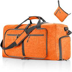 Vomgomfom 65L Reisetasche mit Schuhfach, Große Falttasche für Camping, Reisen, Fitness, Orange von Vomgomfom
