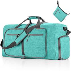 Vomgomfom 85L Reisetasche mit Schuhfach, Große Falttasche für Camping, Reisen, Fitness, Minzgrün von Vomgomfom