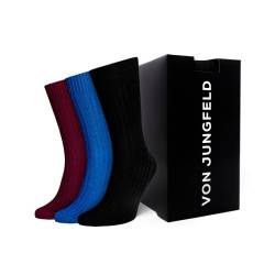 Von Jungfeld 3-er Set Socken Bordeaux, Blau & Schwarz von Von Jungfeld