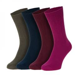 Von Jungfeld 4-er Set Socken Pink, Khaki, Blau & Bordeaux von Von Jungfeld