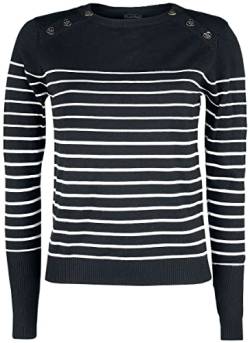 Voodoo Vixen Black Sea Striped Crew Neck Sweater Frauen Strickpullover schwarz/weiß M von Voodoo Vixen