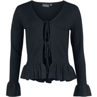 Voodoo Vixen Cardigan - Tie Front Ruffle Cardigan - XS bis XXL - für Damen - Größe XS - schwarz von Voodoo Vixen