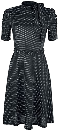 Voodoo Vixen Posie Black Polka Dot Tie-Neck Dress Frauen Mittellanges Kleid schwarz 4XL von Voodoo Vixen