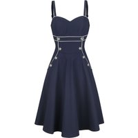 Voodoo Vixen - Rockabilly Kleid knielang - Claudia Nautical Flared Dress - S bis XXL - für Damen - Größe L - navy von Voodoo Vixen