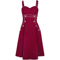 Voodoo Vixen - Rockabilly Kleid knielang - Claudia Red Seaside Dress - XS bis 4XL - für Damen - Größe L - rot von Voodoo Vixen