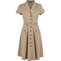 Voodoo Vixen - Rockabilly Kleid knielang - Ida Safari Flare Dress - XS bis 4XL - für Damen - Größe S - braun von Voodoo Vixen