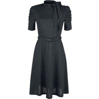 Voodoo Vixen - Rockabilly Kleid knielang - Posie Black Polka Dot Tie-neck Dress - S bis 4XL - für Damen - Größe 4XL - schwarz von Voodoo Vixen