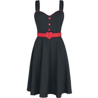 Voodoo Vixen - Rockabilly Kleid knielang - Queen Heart Button Flare Dress - XS bis 4XL - für Damen - Größe 4XL - schwarz/rot von Voodoo Vixen