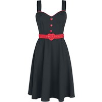 Voodoo Vixen - Rockabilly Kleid knielang - Queen Heart Button Flare Dress - XS bis 4XL - für Damen - Größe M - schwarz/rot von Voodoo Vixen