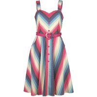 Voodoo Vixen - Rockabilly Kleid knielang - Serene Rainbow Gingham Flare Dress - S bis 4XL - für Damen - Größe 3XL - multicolor von Voodoo Vixen