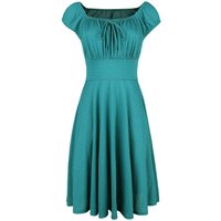 Voodoo Vixen - Rockabilly Kleid knielang - Tessy Green Gathered Dress - XS bis 4XL - für Damen - Größe 4XL - petrol von Voodoo Vixen