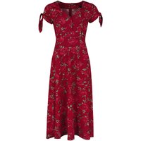 Voodoo Vixen - Rockabilly Kleid lang - V Neck Flared Dress - XS bis 4XL - für Damen - Größe XS - rot von Voodoo Vixen