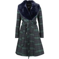 Voodoo Vixen - Rockabilly Mantel - Double Breasted Tartan Dress Coat - XS bis 4XL - für Damen - Größe 4XL - blau/grün von Voodoo Vixen