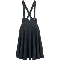 Voodoo Vixen - Rockabilly Rock knielang - Pinstripe Suspender Flare Skirt - XS bis XXL - für Damen - Größe M - schwarz/weiß von Voodoo Vixen