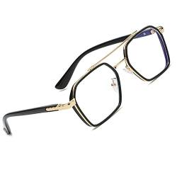 Brille Blaulichtfilter Vintage Retro Blaulichtfilter Brille Ohne Stärke für PC Handy und Fernseher Gaming Blaufilter mit Brillenetui Schwarzes Gold von Voolga