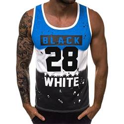 Tank Top Herren Sport Lässig Ärmelloses T Shirts Running Muskelshirt Bodybuilding Fitness Tankshirt Blau L von Voolga