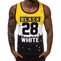 Tank Top Herren Sport Lässig Ärmelloses T Shirts Running Muskelshirt Bodybuilding Fitness Tankshirt Gelb XL von Voolga