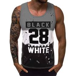 Tank Top Herren Sport Lässig Ärmelloses T Shirts Running Muskelshirt Bodybuilding Fitness Tankshirt Grau S von Voolga