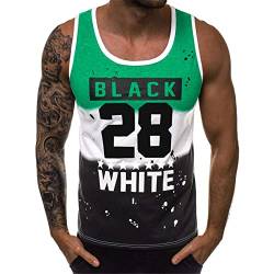 Tank Top Herren Sport Lässig Ärmelloses T Shirts Running Muskelshirt Bodybuilding Fitness Tankshirt Grün XXL von Voolga