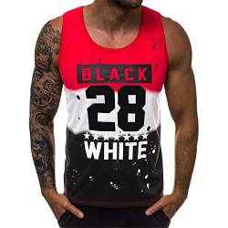 Tank Top Herren Sport Lässig Ärmelloses T Shirts Running Muskelshirt Bodybuilding Fitness Tankshirt Rot M von Voolga