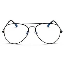 Voolga Blaulichtfilter Brille Metallgestell Ohne Stärke Brille Brillenfassung Klare Linse Brille Ohne Stärke mit Brillenetui Schwarz von Voolga