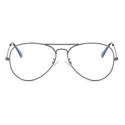 Voolga Blaulichtfilter Brille Metallgestell Ohne Stärke Brille Brillenfassung Klare Linse Brille Ohne Stärke mit Brillenetui Waffenfarbe von Voolga