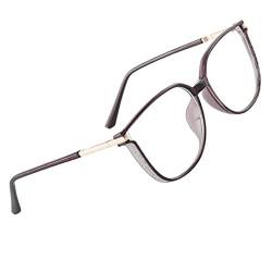 Voolga Blaulichtfilter Brille mit Frühlings Scharnieren, Angesagte Brille Ohne Stärke Damen und Herren, Fake Brille für Anti Blaulicht von Computer (Purple) von Voolga
