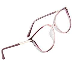 Voolga Blaulichtfilter Brille mit Frühlings Scharnieren, Angesagte Brille Ohne Stärke Damen und Herren, Fake Brille für Anti Blaulicht von Computer (Red) von Voolga