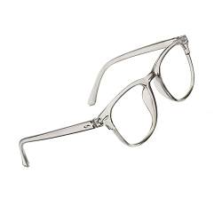 Voolga Blaulichtfilter Brille mit Klassisch Rahmen, Leichte Antiallergisch Rechteckig Brille Ohne Stärke Damen und Herren, Fake Brille für Anti Blaulicht von Computer (Grau) von Voolga