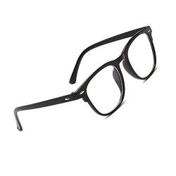 Voolga Blaulichtfilter Brille mit Klassisch Rahmen, Leichte Antiallergisch Rechteckig Brille Ohne Stärke Damen und Herren, Fake Brille für Anti Blaulicht von Computer (Schwarz) von Voolga