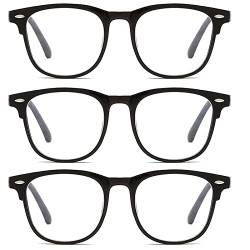 Voolga Blaulichtfilter Brille mit Klassisch Rahmen, Wert Hochwertige Rechteckig Brille Ohne Stärke Damen und Herren, Fake Brille für Anti Blaulicht von Computer (Schwarz) von Voolga