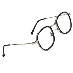 Voolga Blaulichtfilter Brille mit Schildpatt Rahmen, Ultraleichtem Mode Rechteckig Brille Ohne Stärke Damen und Herren, Fake Brille für Anti Blaulicht von Computer (Splitter Schwarz) von Voolga