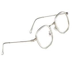 Voolga Blaulichtfilter Brille mit Schildpatt Rahmen, Ultraleichtem Mode Rechteckig Brille Ohne Stärke Damen und Herren, Fake Brille für Anti Blaulicht von Computer (Splitter transparent) von Voolga