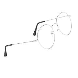 Voolga Brille Blaulichtfilter Ohne Sehstärke Für Computer/Smartphones/Tablets Nerdbrille Fashion Klare Linse Blaulichtfilter Brille Brillenfassung mit Brillenetuis Silber von Voolga