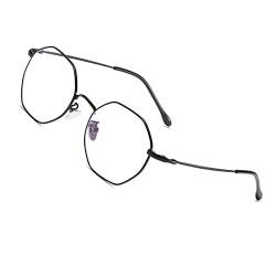 Voolga Brille Blaulichtfilter Ohne Sehstärke Vintage Brille Retro Klare Linse Nerdbrille mit Brillenetui Black von Voolga