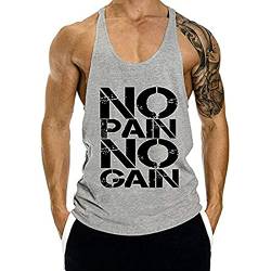 Voolga Herren Tank Top Sommer Ärmelloses Muskelshirt Laufen Trägershirt Bodybuilding Fitness Tankshirt Grau L von Voolga