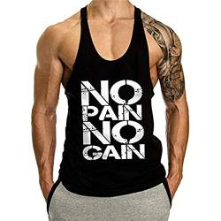 Voolga Herren Tank Top Sommer Ärmelloses Muskelshirt Laufen Trägershirt Bodybuilding Fitness Tankshirt Schwarz L von Voolga