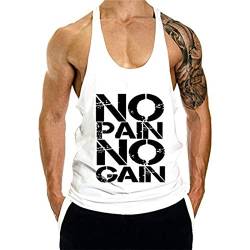 Voolga Herren Tank Top Sommer Ärmelloses Muskelshirt Laufen Trägershirt Bodybuilding Fitness Tankshirt Weiß M von Voolga