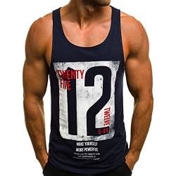 Voolga Herren Tank Top Sommer Ärmelloses Muskelshirt Workout Bodybuilding Fitness Trägershirt DunkelBlau XL von Voolga