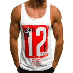 Voolga Herren Tank Top Sommer Ärmelloses Muskelshirt Workout Bodybuilding Fitness Trägershirt Weiß XXL von Voolga