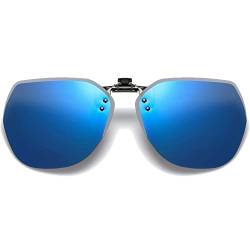 Voolga Sonnenbrillen Clip für Brillenträger, Leicht Randlose Flip up Sonnenbrille Herren Polarisiert, Polarisiert Clip Sonnenbrille ​für Autofahrer von Brillenträger (Blau) von Voolga