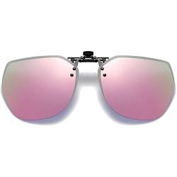 Voolga Sonnenbrillen Clip für Brillenträger, Leicht Randlose Flip up Sonnenbrille Herren Polarisiert, Polarisiert Clip Sonnenbrille ​für Autofahrer von Brillenträger (Rosa) von Voolga