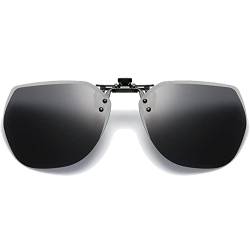 Voolga Sonnenbrillen Clip für Brillenträger, Leicht Randlose Flip up Sonnenbrille Herren Polarisiert, Polarisiert Clip Sonnenbrille ​für Autofahrer von Brillenträger (Schwarz) von Voolga